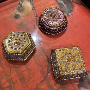 Pier 1 Jeweled Trinket Boxes Set of 3 NIB